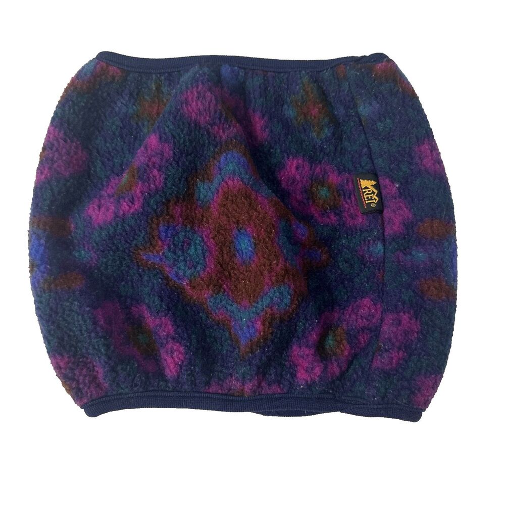 REI Vintage Fleece Neck Gaiter One Size Unisex Floral Abstract Purple Navy